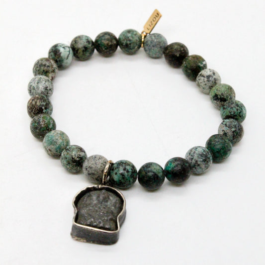 African Turquoise Stretch Ganesh Buddha Bracelet -Buddha Collection-
