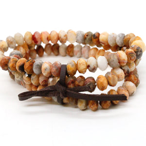 Faceted Crazy Lace Agate Three Strand Bracelet -BL-CLA