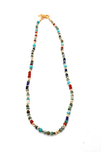 African Turquoise and Mixed Stone Necklace -French Flair Collection-