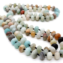 Load image into Gallery viewer, Hand-Knotted Long Faceted Amazonite Rondelle Bead Necklace
