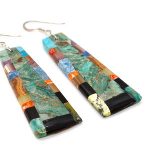 Turquoise Stone Mosaic Navajo American Indian Earrings