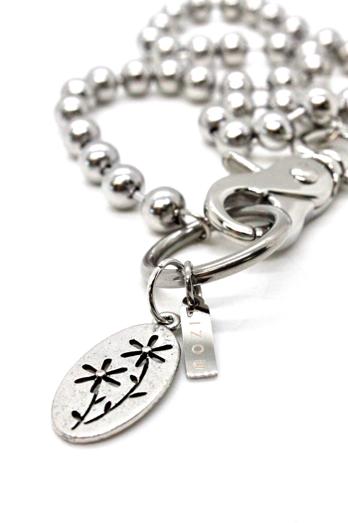 Wild Flowers Charm Necklace Silver Chain Claw Clasp