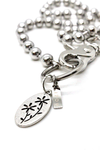 Wild Flowers Charm Necklace Silver Chain Claw Clasp