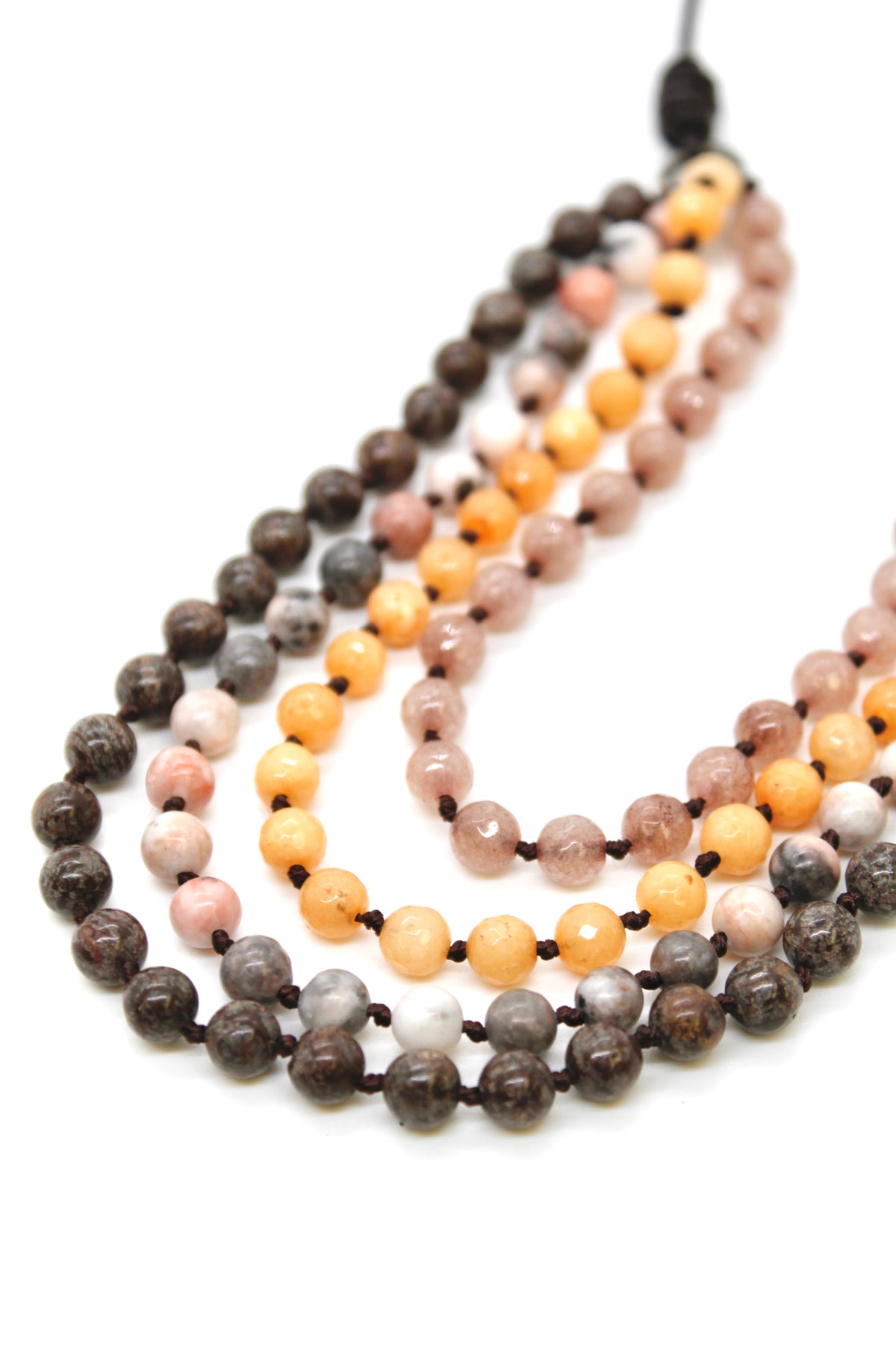 Semi Precious Stone Multi Strand Short Necklace - NLS-M32