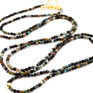 Delicate Faceted Mini Semi Precious Stone African Turquoise Beaded Necklace - N9-116