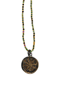 Faceted Ruby Zoisite Stone Necklace with Small Buddha -Buddha Collection-