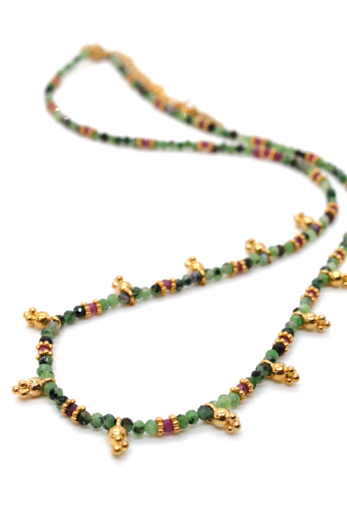 Short Mini Charm Ruby Zoisite Necklace - N2-2611RZ