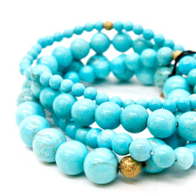 Load image into Gallery viewer, Turquoise Stone Four Row Stretch Stack Bracelet
