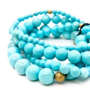 Turquoise Stone Four Row Stretch Stack Bracelet