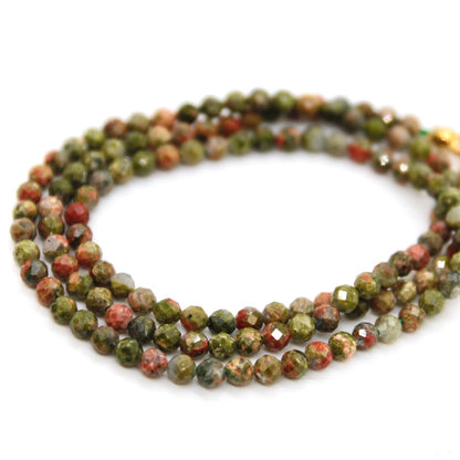 Short Unakite Stone Necklace - N9-200UN1