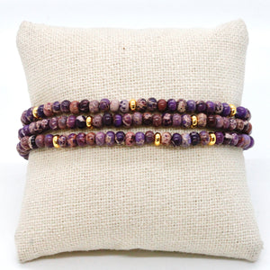 Purple Jasper + Gold Bracelet Bundle