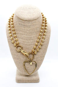 Brass Cutout Heart Convertible Gold Chain Necklace