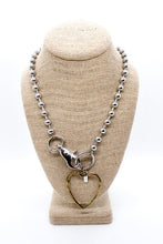 Load image into Gallery viewer, Brass Cutout Heart Convertible Silver Chain Necklace
