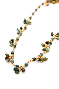 African Turquoise 24K Gold Plate Chain Necklace