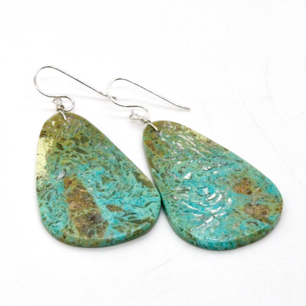 Navajo American Indian Simple Turquoise Stone Earrings