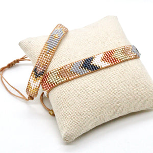 Neutral Sandy Miyuki Seed Bead Wide Bracelet -Seeds Collection-