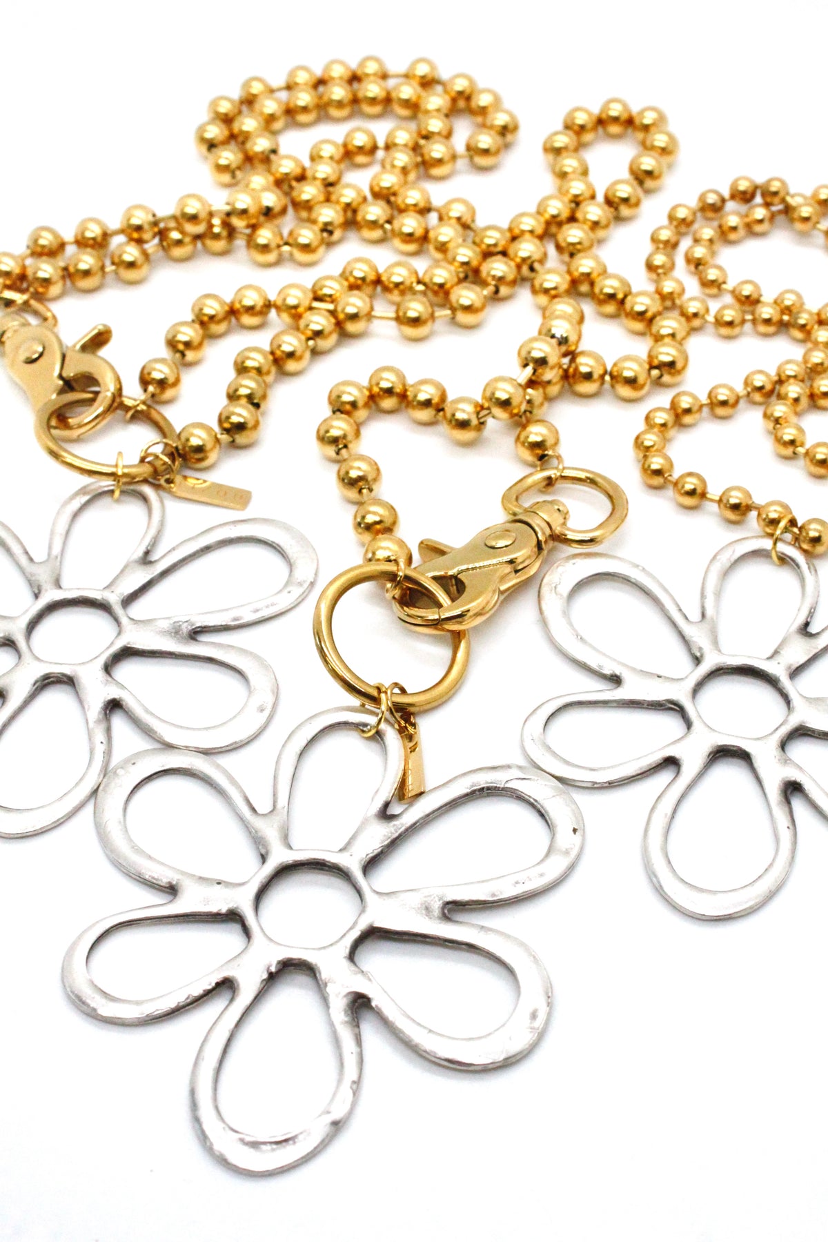 Flower Outline Pendant Convertible Gold Chain Necklace