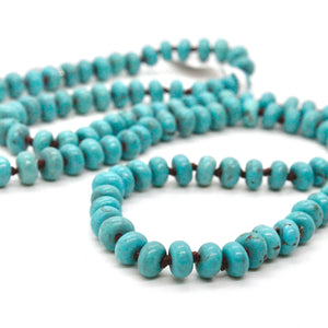 Hand Knotted Turquoise Rondelle Bead Necklace - NL-TQ