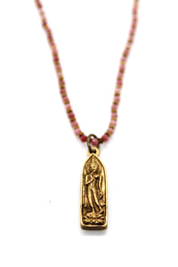Faceted Rhodonite Stone Necklace with Small Buddha -Buddha Collection-