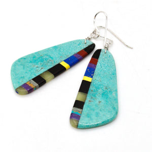 Turquoise Stone Mosaic Navajo American Indian Earrings