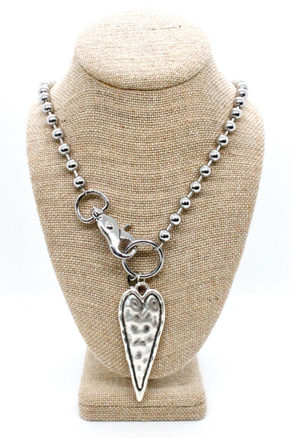 Elongated Heart Convertible Silver Chain Necklace