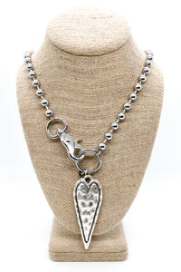 Elongated Heart Convertible Silver Chain Necklace