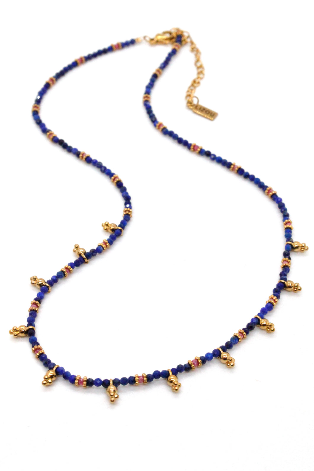 Short Mini Charm Lapis Necklace - N2-2611L