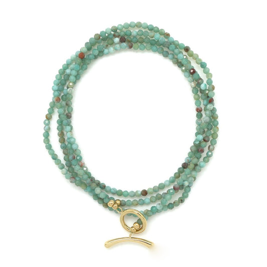 Long Chrysocolla Necklace or Wrap Bracelet