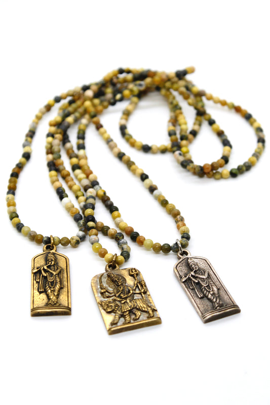 Green Jasper Necklace with Small Buddha -Buddha Collection-