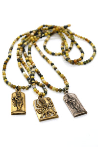 Green Jasper Necklace with Small Buddha -Buddha Collection-