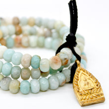 Load image into Gallery viewer, Faceted Amazonite Reversible Gold Buddha Charm Bracelet -Buddha Collection-
