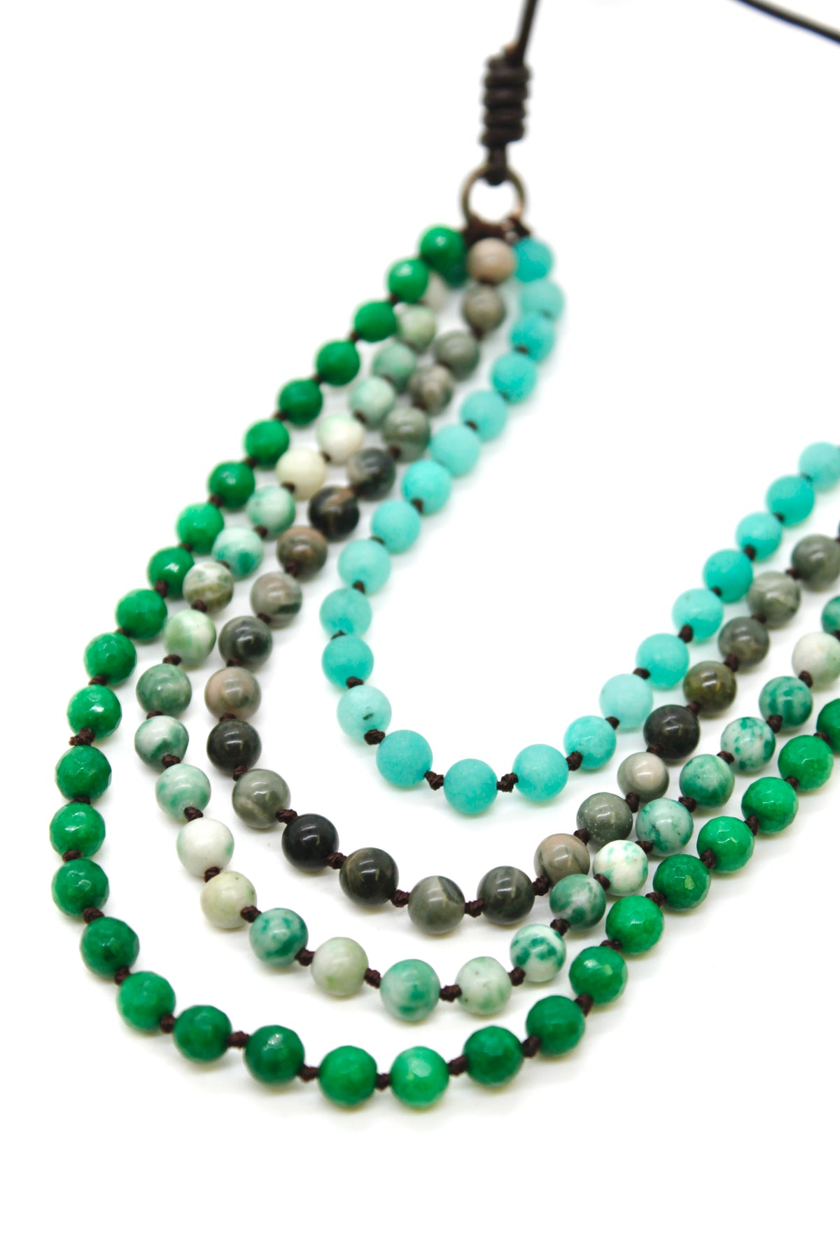 Semi Precious Stone Multi Strand Short Necklace - NLS-M22