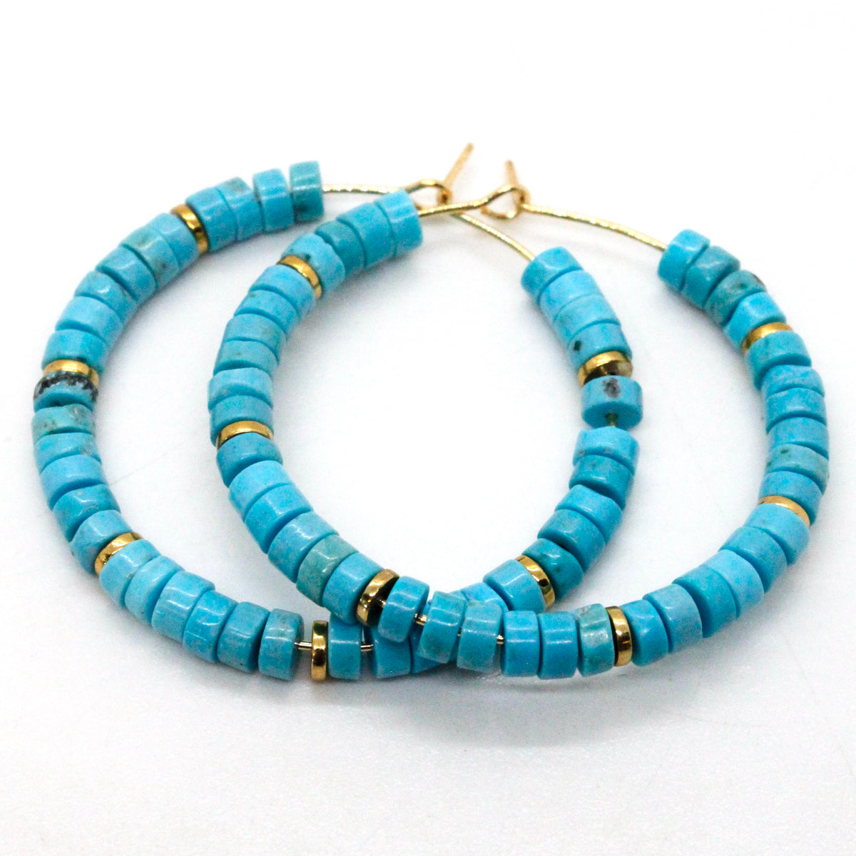 Natural Stone Hoop Earrings on Gold -Stone Collection-