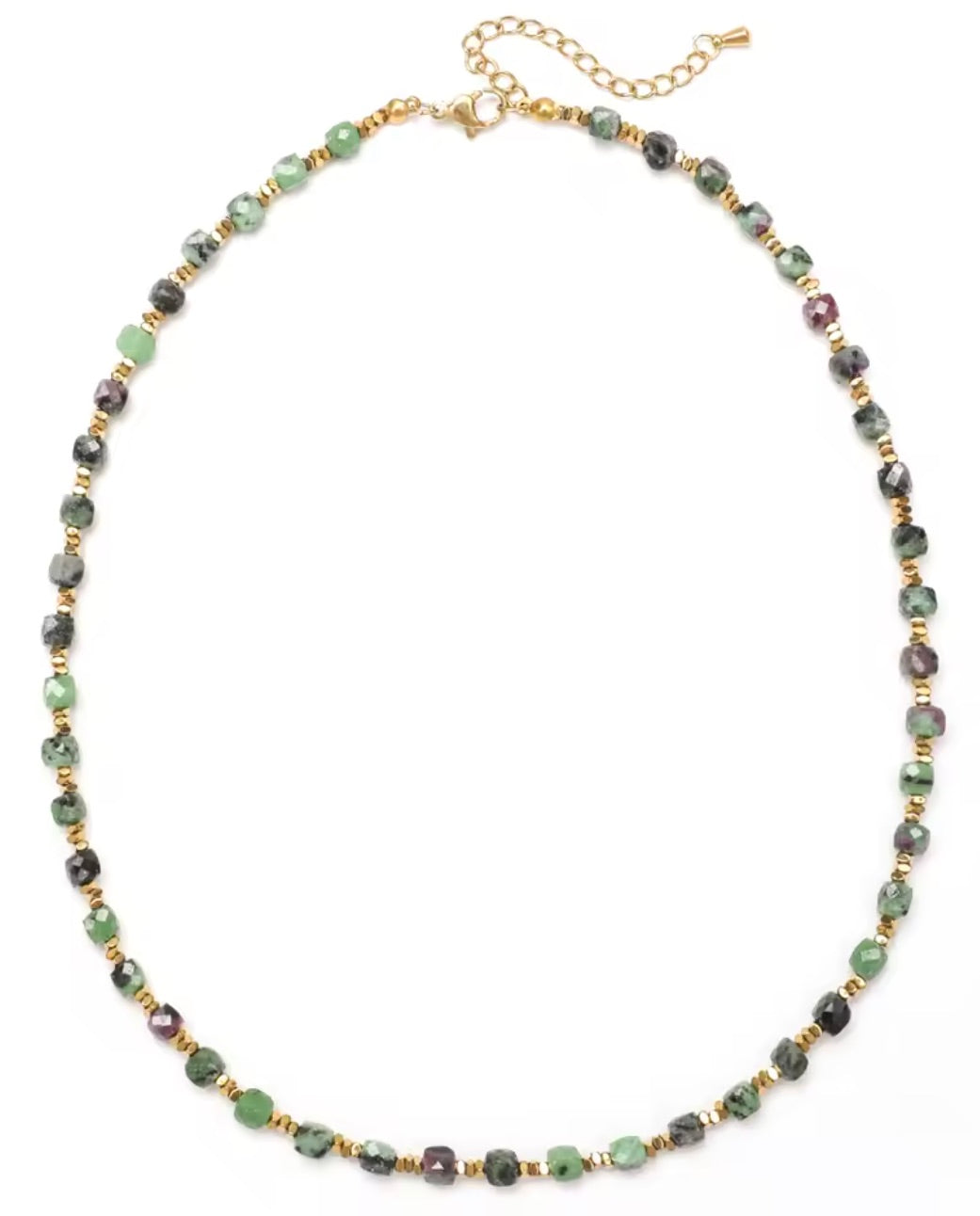Simple Semi Precious Stone and 24K Gold Plate Necklace- N2-2389