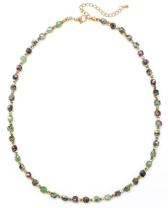 Simple Semi Precious Stone and 24K Gold Plate Necklace- N2-2389