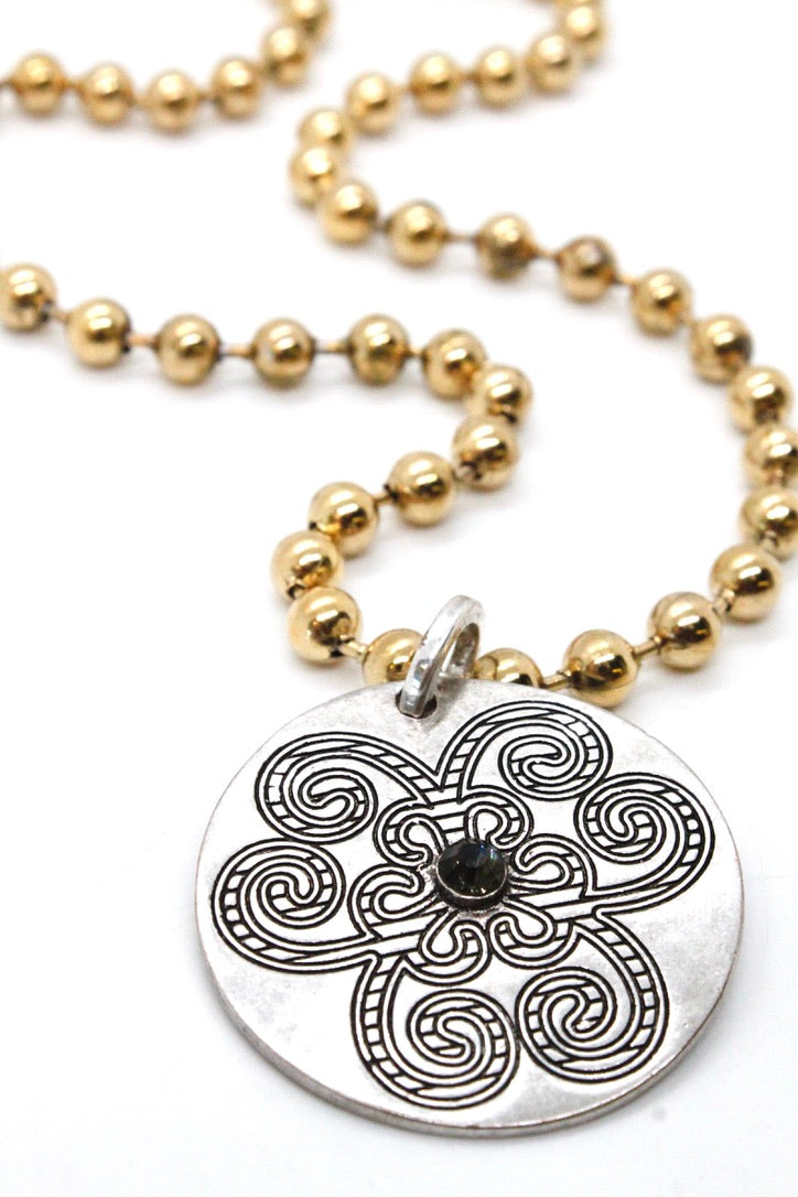 Single Gold Plate Ball Chain Necklace with Disc Charm N2-S065g -The Classics Collection-