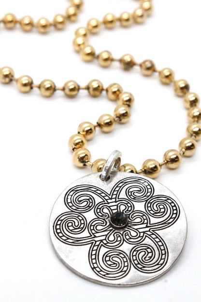 Single Gold Plate Ball Chain Necklace with Disc Charm N2-S065g -The Classics Collection-