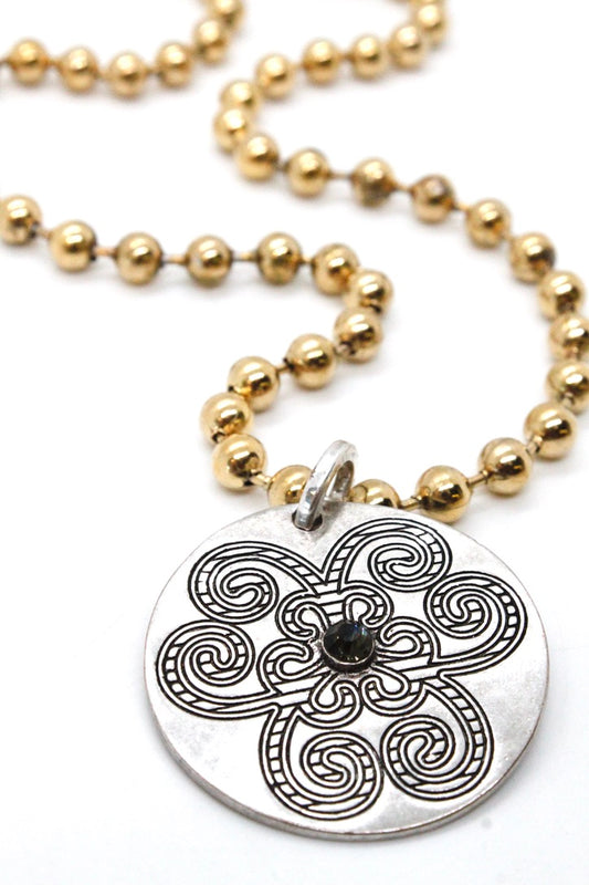 Single Gold Plate Ball Chain Necklace with Disc Charm N2-S065g -The Classics Collection-