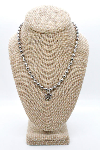 Mini Nature Flower Charm Silver Chain Necklace
