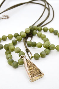 Green Agate with Two Tone Reversible Buddha