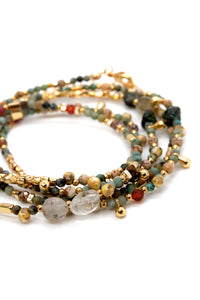 Museum Style Gold Plate and Semi Precious Stone Double Length Necklace -French Flair Collection-