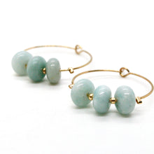 Load image into Gallery viewer, Stone and Gold Hoop Earrings E7-011 -Stone Collection-
