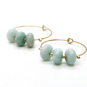 Stone and Gold Hoop Earrings E7-011 -Stone Collection-