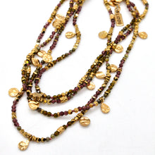 Load image into Gallery viewer, Multi Stone Mix and Mini Gold Coin Wrap Necklace - N2-2617E
