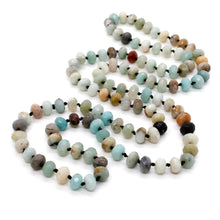 Load image into Gallery viewer, Hand-Knotted Long Faceted Amazonite Rondelle Bead Necklace
