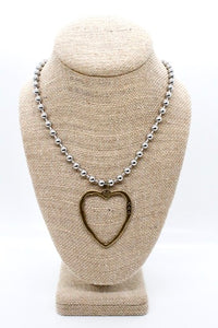 Brass Cutout Heart Convertible Silver Chain Necklace