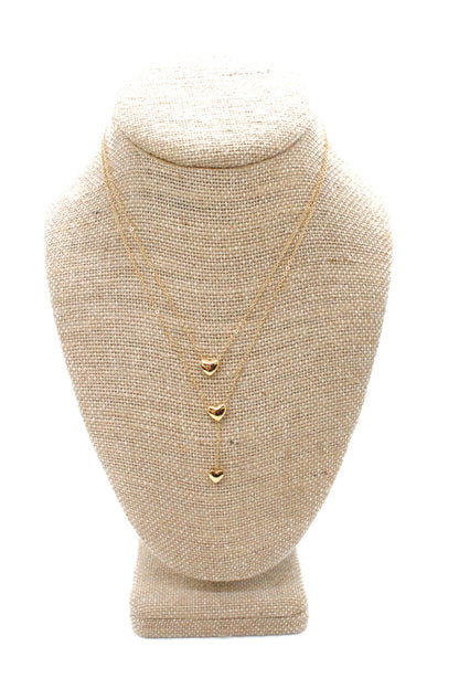 Triple Heart Gold Necklace -French Flair Collection-