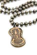Load image into Gallery viewer, Peanut Shaped Brass Amulet on Pyrite Knotted Necklace

