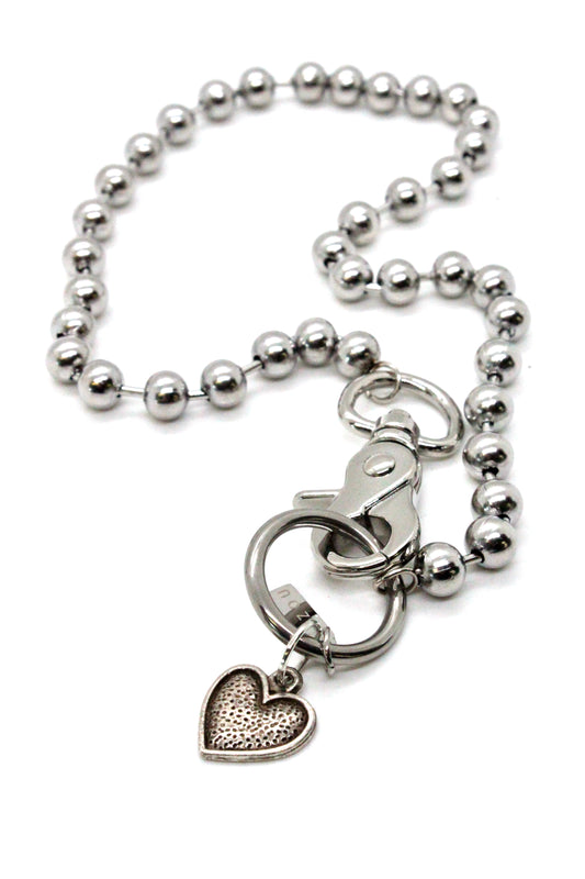 Small Silver Textured Heart Necklace Single Silver Chain Claw Clasp