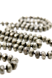Hand-Knotted Long Faceted Pyrite Beaded Necklace - NL-PY